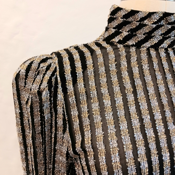 Wow! Vintage 80s sheer metallic sparle Victorian style shirt. Small Rimini - Picture 5 of 16